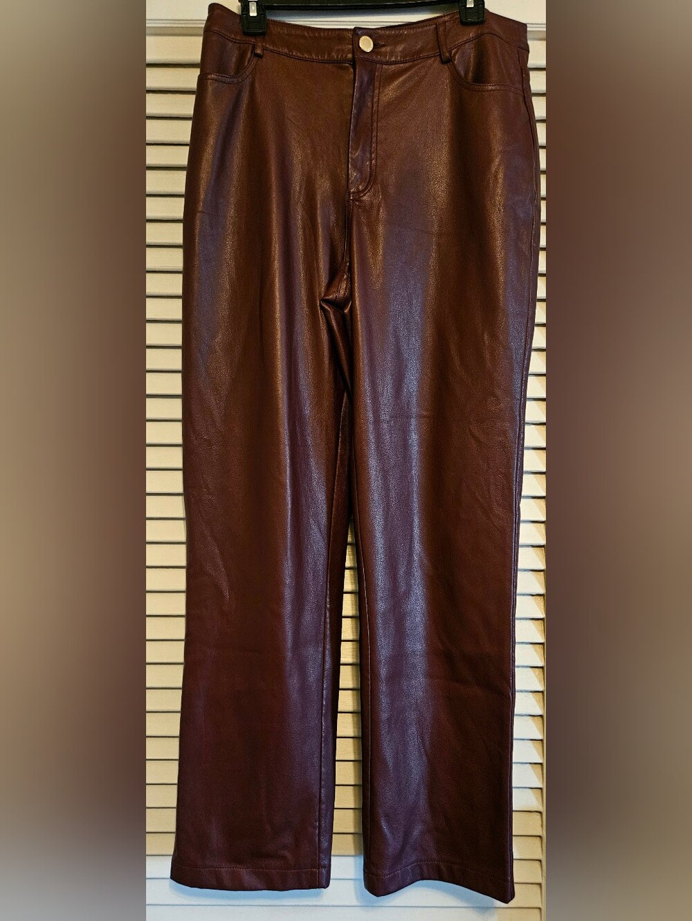 Women's Faux Leather Pants in Burgundy Size 10